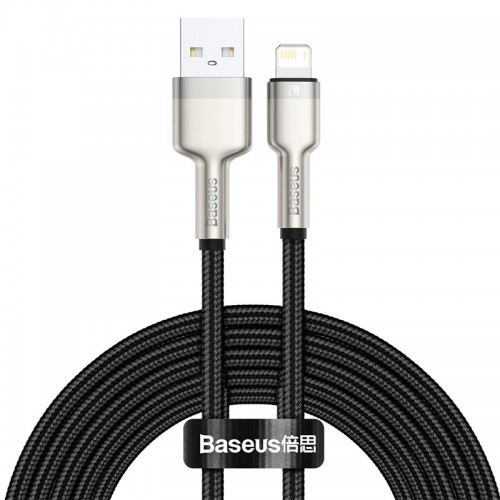 Кабель BASEUS Lightning Cafule Series Metal Data Cable |2M, 2.4A| (CALJK-B02) black