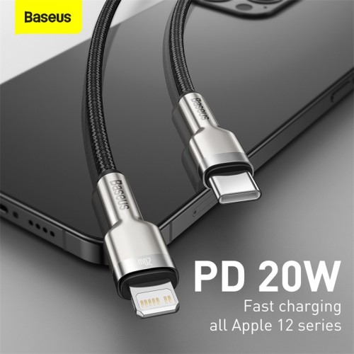 Кабель BASEUS Type-C to Lightning Cafule Series Metal Data Cable |0.25M, 20W, PD| (CATLJK-01) black