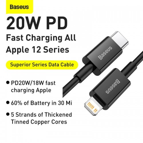 Кабель BASEUS Type-C to Lightning Superior Series Fast Charging Data Cable |2m, 20W| (CATLYS-C03) blue
