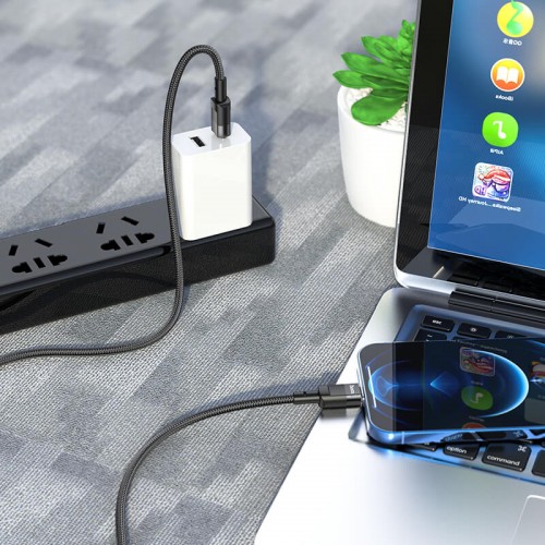 Кабель Hoco Type-C to Lightning Moulder PD charging data cable U106 |1.2m, 20W| black