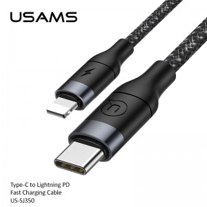 Кабель USAMS Type-C to Lightning US-SJ350 U31 |1.2m, PD/18W, 2.4A| black