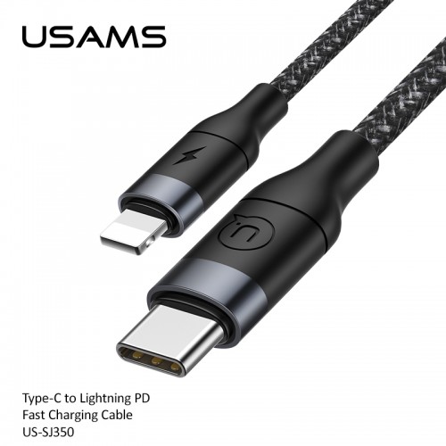 Кабель USAMS Type-C to Lightning US-SJ350 U31 |1.2m, PD/18W, 2.4A| black