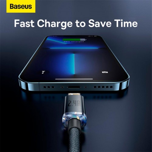Кабель Baseus Lightning Crystal Shine Series |2M, 2.4A| (CAJY000101) black