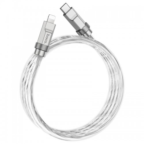 Кабель Hoco Type-C to Lightning Solid PD silicone charging data cable U113 |1.2m, 20W, 3A| silver