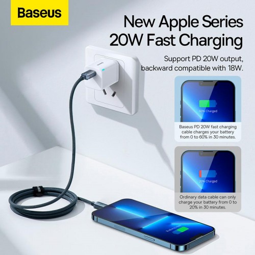 Кабель Baseus Type-C to Lightning Crystal Shine Series Fast Charging Data Cable |1.2m, 20W| black
