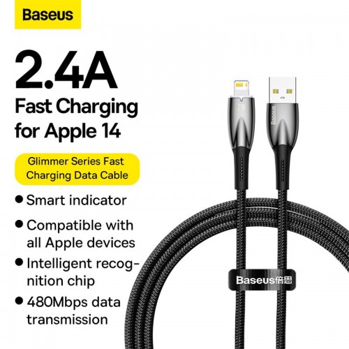 Кабель Baseus Lightning Glimmer Series Fast Charging Data Cable |1m, 2.4A|