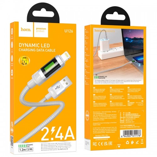 Кабель Hoco Lightning Lantern charging data cable U126 |1.2m, 2.4A| black