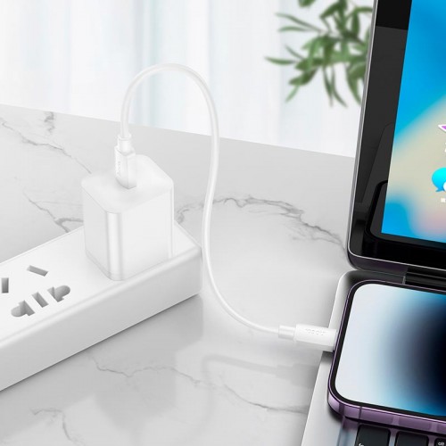 Кабель Hoco Lightning PD Hyper charging data cable X96 |0.25m, 2.4A/20W| white