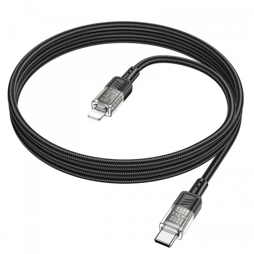 Кабель Hoco Type-C to Lightning Spirit PD transparent charging data cable U129 |27W, 1.2M| grey