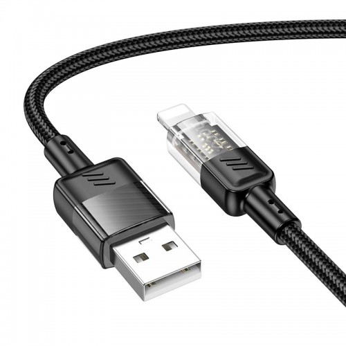 Кабель HOCO Lightning Spirit transparent charging data cable U129 |2.4A, 1.2M|