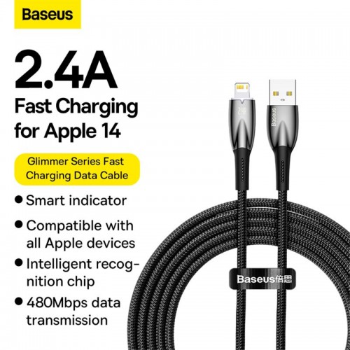 Кабель Baseus Lightning Glimmer Series Fast Charging Data Cable |2m, 2.4A|