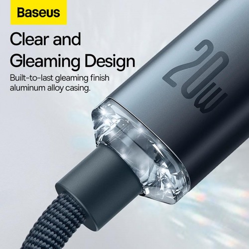 Кабель Baseus Type-C to Lightning Crystal Shine Series Fast Charging Data Cable |2m, 20W| black