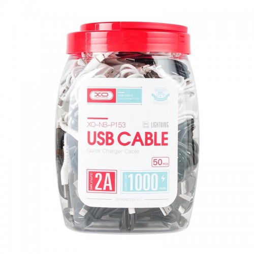 Кабель XO Lightning Bell usb cable (50 pcs/Bottle) NB103 |1m, 2.1A| black-white