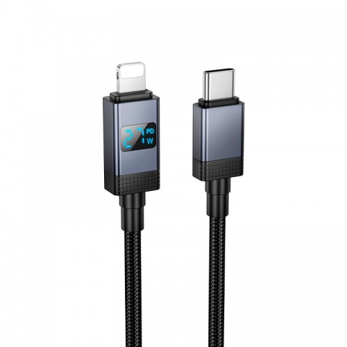 Кабель HOCO Type-C для Lightning Generous PD Charging data cable with display X118 |1m, 27W| black