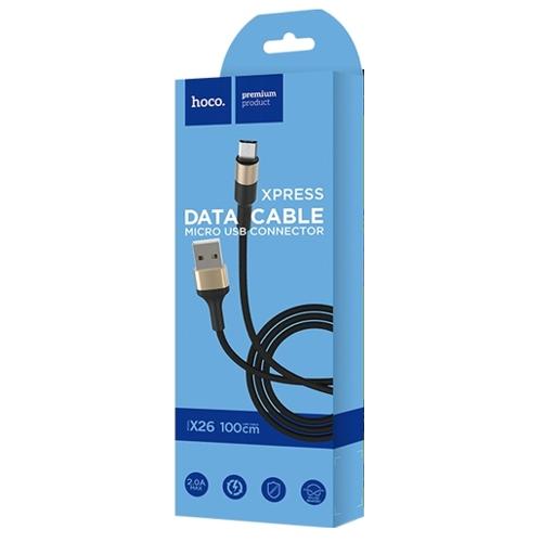 Кабель Hoco Micro USB Xpress X26 |1m| black-gold