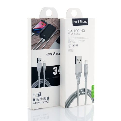 Кабель Micro USB KONI STRONG KS-64m |1M, 3A| white