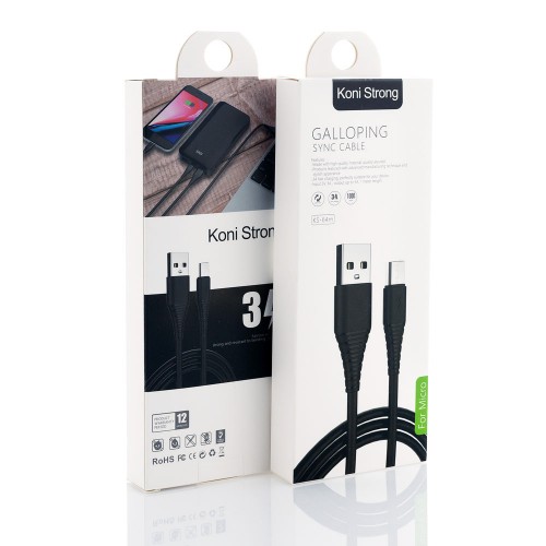 Кабель Micro USB KONI STRONG KS-64m |1M, 3A| white