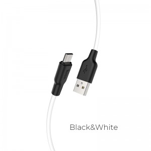Кабель Hoco Micro USB Silicone X21 Plus |2M, 2.4A| black-white