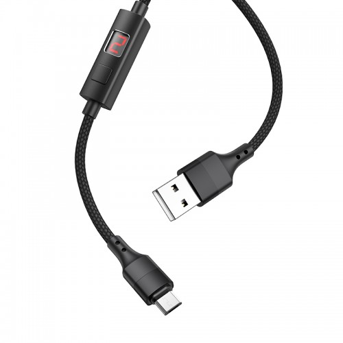 Кабель Hoco Micro USB Central Control Timing S13 |1.2M, 2.4A| black