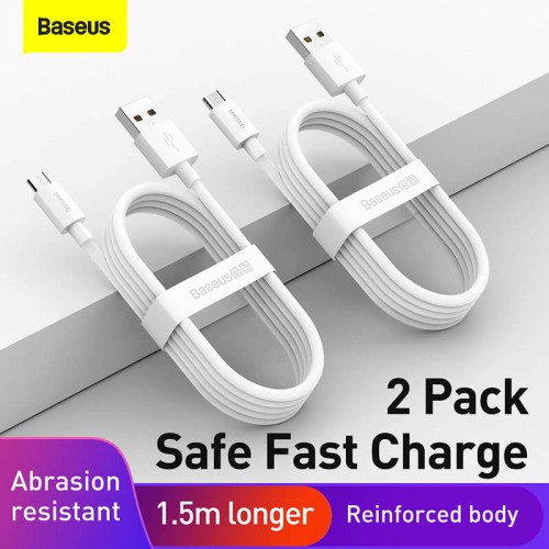 Кабель Baseus Micro USB Simple wisdom Data Cable Kit |1.5m, 2.1A| (2PCS-Set) (TZCAMZJ-02) white