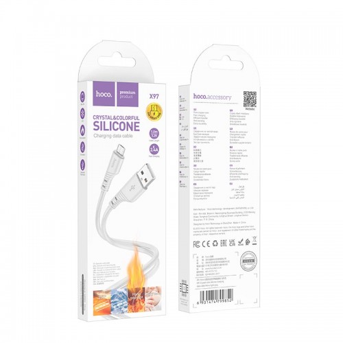 Кабель HOCO Micro USB Crystal color silicone charging data cable X97 |1m, 2.4A|