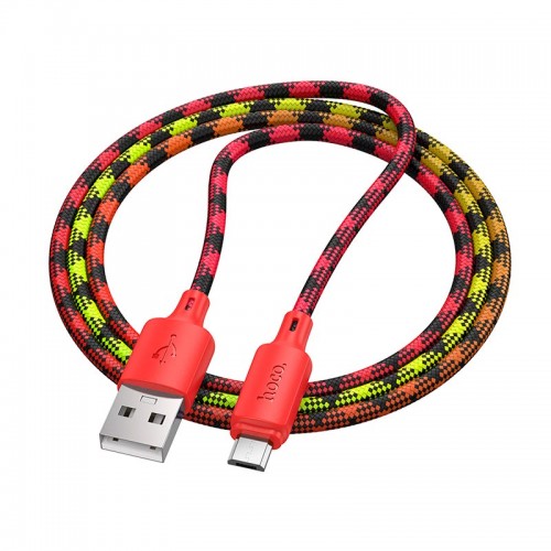 Кабель HOCO Micro USB Meridian charging data cable X116 |1m, 2.4A| red