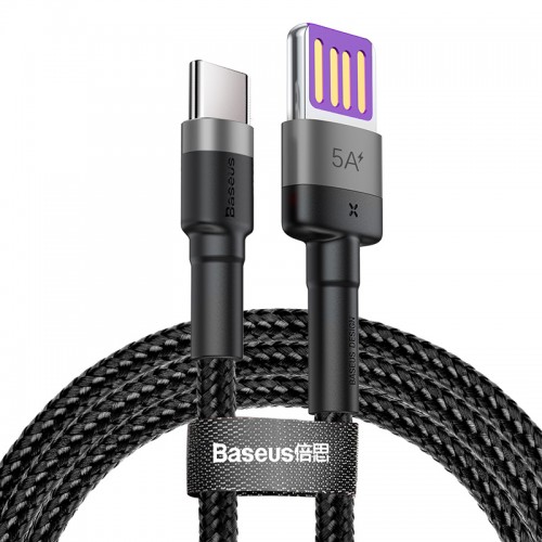 Кабель BASEUS Type-C Cafule HW Quick Charging Data Cable USB Double-sided Blind Interpolation |5A, 40W, 1M| (CATKLF-P91) black