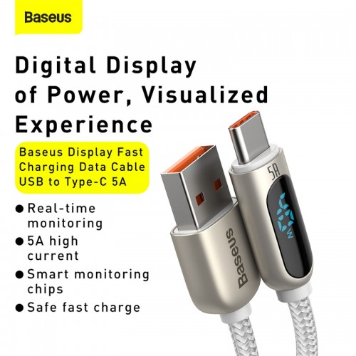 Кабель BASEUS Type-C Display Fast Charging Data Cable |1m, 5A| (CATSK-02)