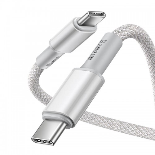 Кабель BASEUS Type-C to Type-C High Density Braided Fast Charging Data Cable |1M, 5A, 100W| (CATGD-02) white