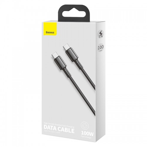 Кабель BASEUS Type-C to Type-C High Density Braided Fast Charging Data Cable |1M, 5A, 100W| (CATGD-02) white