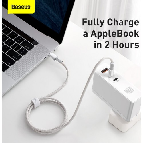 Кабель BASEUS Type-C to Type-C High Density Braided Fast Charging Data Cable |1M, 5A, 100W| (CATGD-02) white