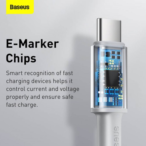Кабель BASEUS Type-C to Type-C High Density Braided Fast Charging Data Cable |1M, 5A, 100W| (CATGD-02) white