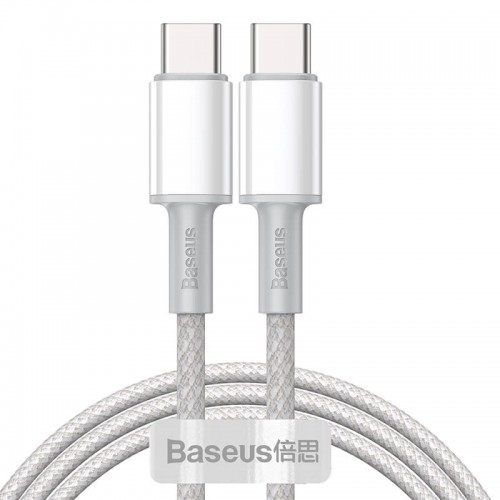 Кабель BASEUS Type-C to Type-C High Density Braided Fast Charging Data Cable |1M, 5A, 100W| (CATGD-02) white