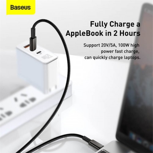 Кабель BASEUS Type-C to Type-C Tungsten Gold Fast Charging |2m, 100W, 5A| (CATWJ-A01) black