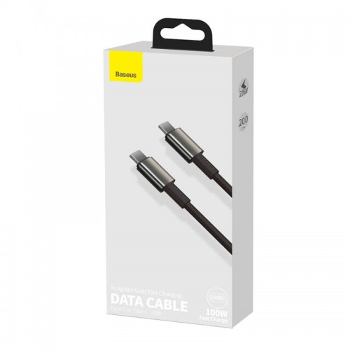 Кабель BASEUS Type-C to Type-C Tungsten Gold Fast Charging |2m, 100W, 5A| (CATWJ-A01) black