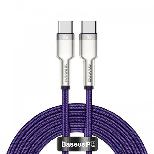 Кабель BASEUS Type-C to Type-C Cafule Series Metal Data Cable |2m, 5A, 100W, PD| (CATJK-D02) black
