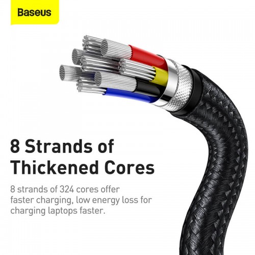 Кабель BASEUS Type-C to Type-C Cafule Series Metal Data Cable |2m, 5A, 100W, PD| (CATJK-D02) black