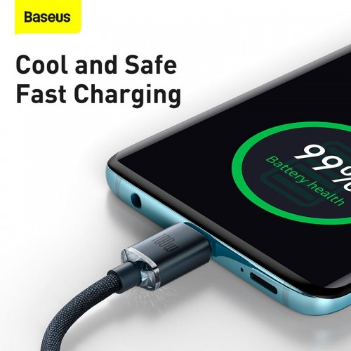 Кабель Baseus Type-C to Type-C Crystal Shine Series Fast Charging Data Cable |1.2m, 100W| black