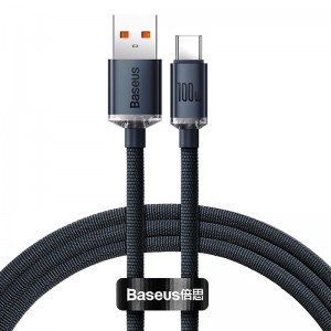 Кабель Baseus Type-C Crystal Shine Series Fast Charging Data Cable |1.2m, 100W| black