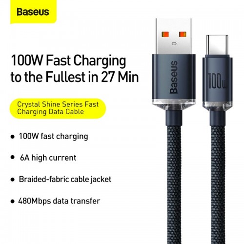 Кабель Baseus Type-C Crystal Shine Series Fast Charging Data Cable |1.2m, 100W|