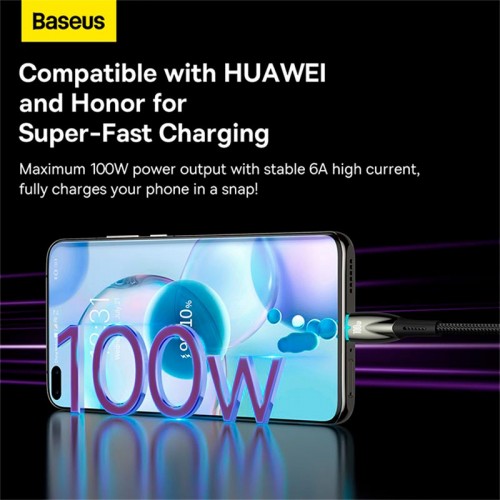 Кабель Baseus Type-C Glimmer Series Fast Charging Data Cable |1m, 100W/6A|