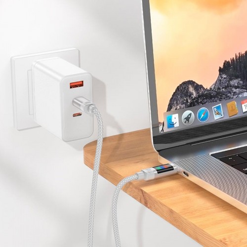 Кабель HOCO Lantern Type-C to Type-C charging data cable U126 |1.2m, 100W/5A| grey