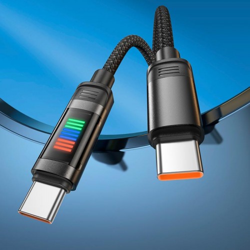 Кабель HOCO Lantern Type-C to Type-C charging data cable U126 |1.2m, 100W/5A| grey
