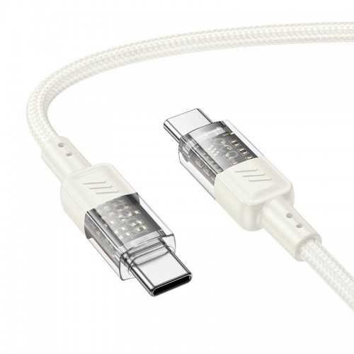 Кабель HOCO Spirit Type-C to Type-C transparent charging data cable U129 |60W/3A, 1.2M| black