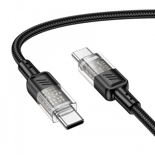 Кабель HOCO Spirit Type-C to Type-C transparent charging data cable U129 |60W/3A, 1.2M| grey