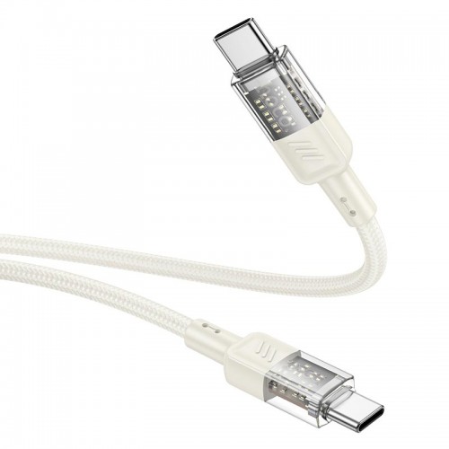 Кабель HOCO Spirit Type-C to Type-C transparent charging data cable U129 |60W/3A, 1.2M| grey
