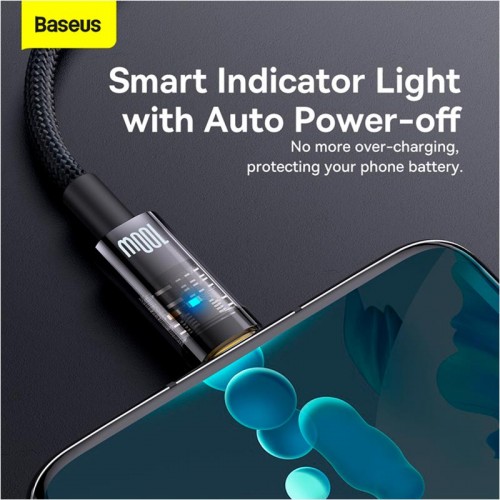 Кабель Baseus Explorer Series Auto Power-Off Fast Charging Data Cable USB to Type-C |100W/6A, 1m|