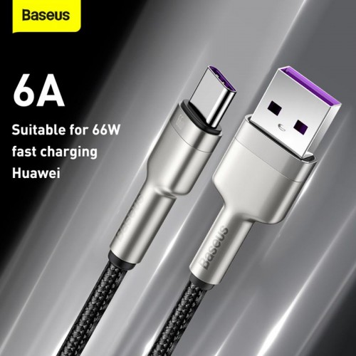 Кабель Baseus Cafule Series Metal Data Cable USB To Type-C |1m, 66W/6A| black