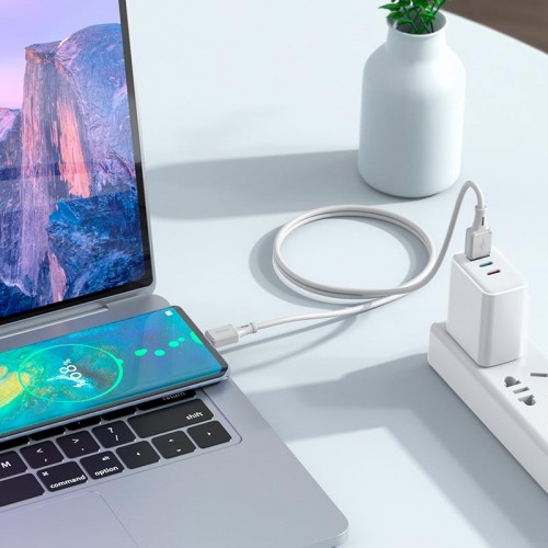 Кабель Hoco Type-C Assistant silicone charging data cable X101 |1m, 3A| grey