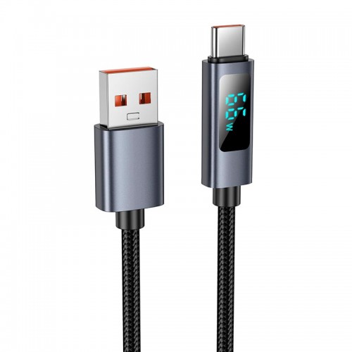 Кабель Hoco Type-C Favor 5A charging data cable with display X112 |1m, 5A| black